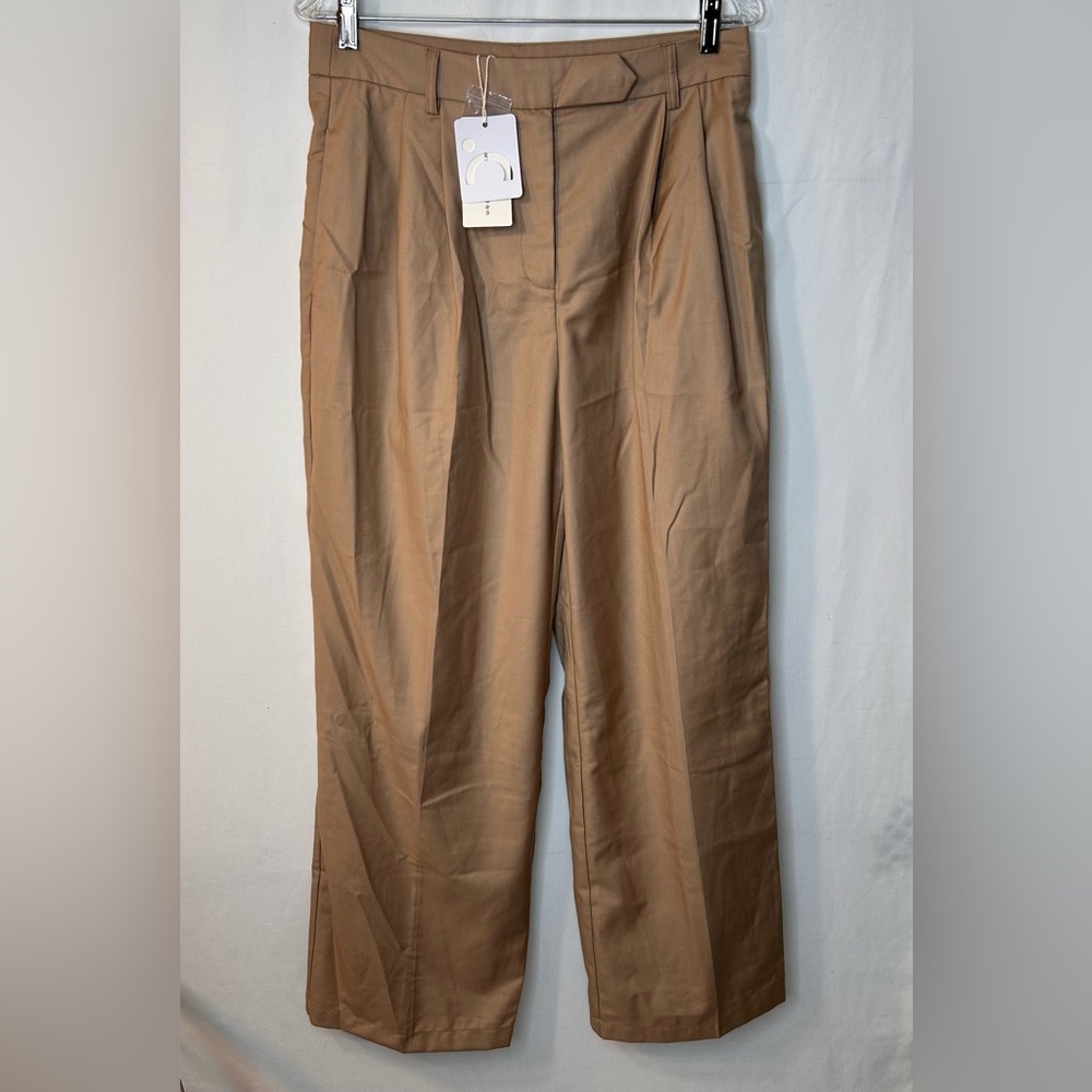 Commense NWT Tan Wide-Leg Trousers Khaki Pants High Waisted Size Large
